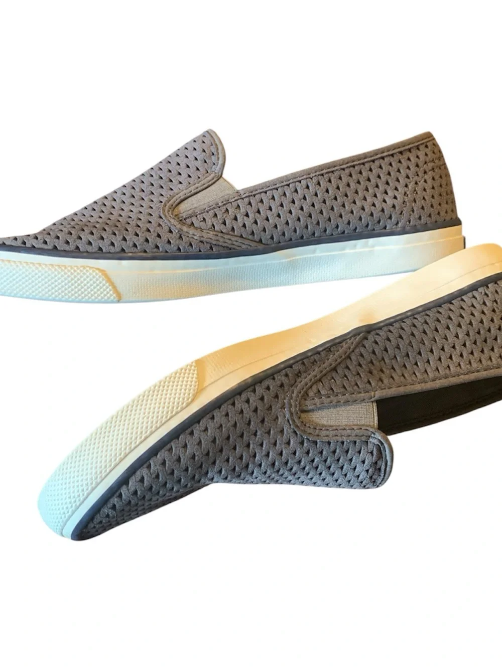 Sperry Seaside Perforated Slip On Sneakers Grey Womens Size 8.5 M